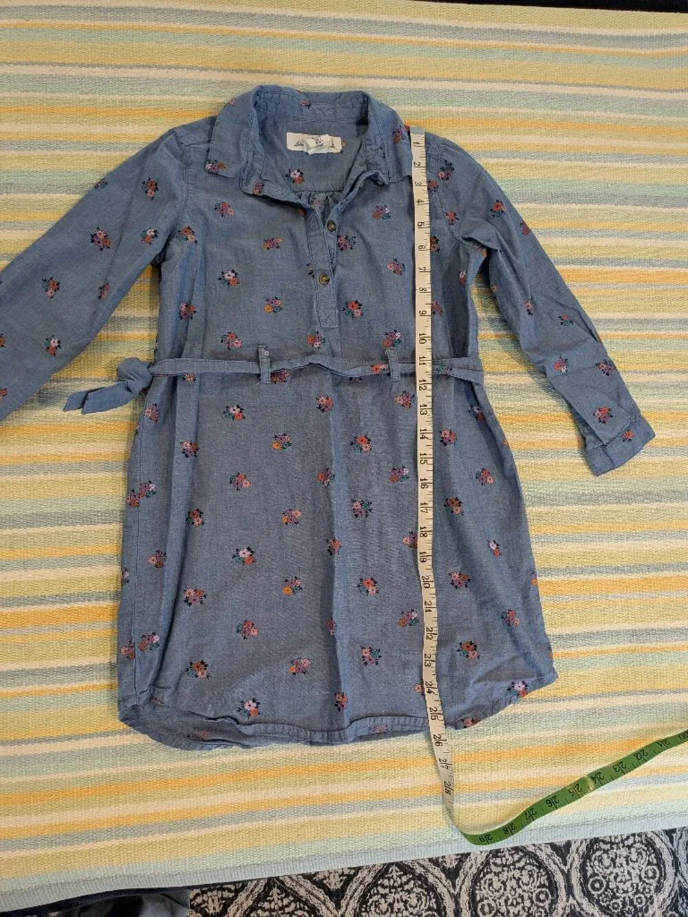 🛍️ BUNDLE ONLY • H&M LOGG Belted Chambray Dress With Flower Print size 6